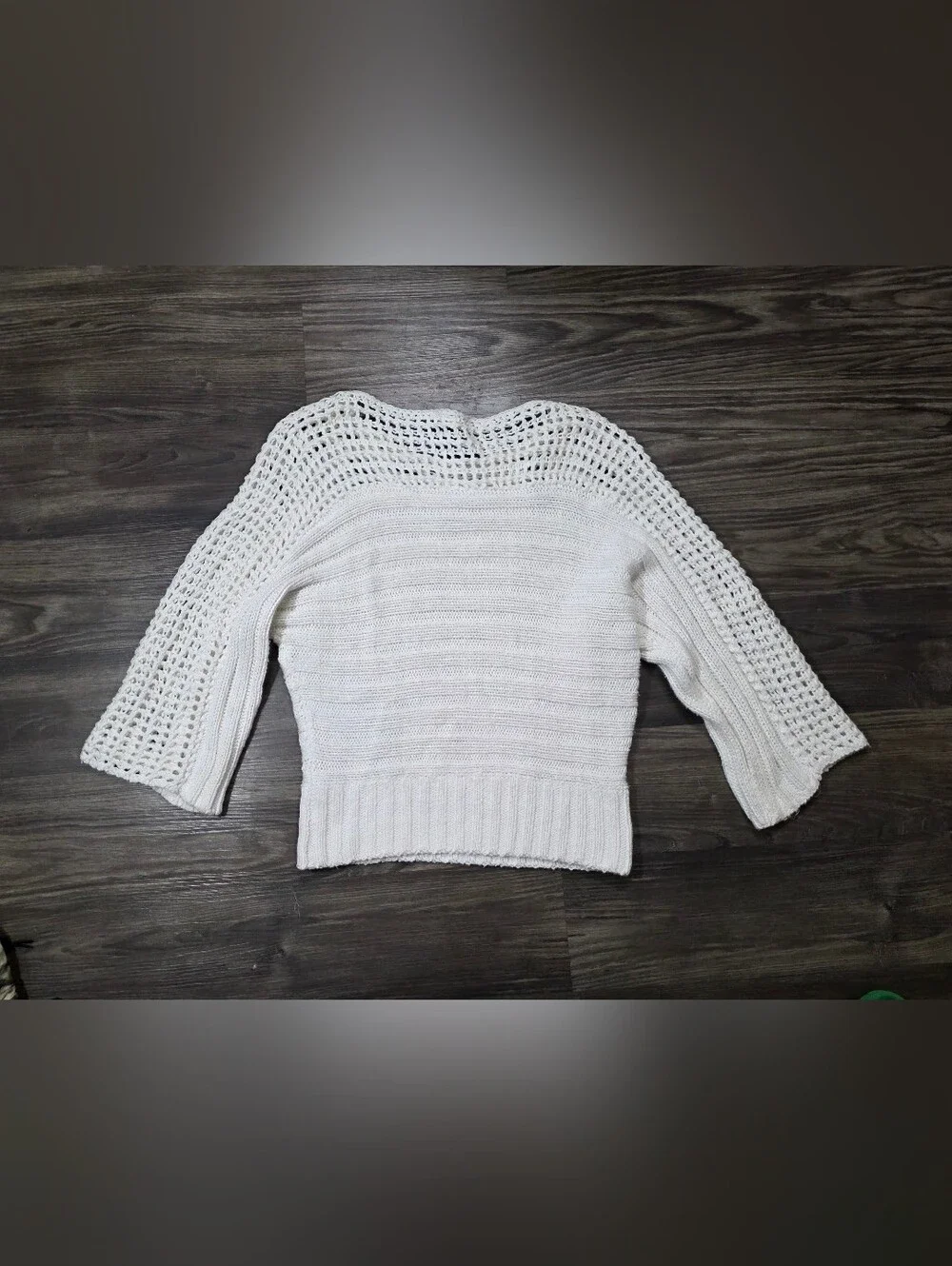 Anthropologie Moth Sweater Womens  White Open Knit Crochet Pullover Boho Chic